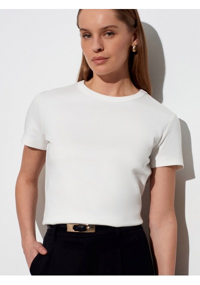 Dilvin 32779 Bisiklet Yaka T-shirt-ekru