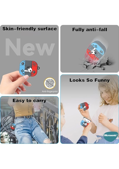 Microsonic Apple Uyumlu AirPods Pro 2.Nesil Kılıf Cartoon Figürlü Silikon Crtn-Fgr-Kpkblk