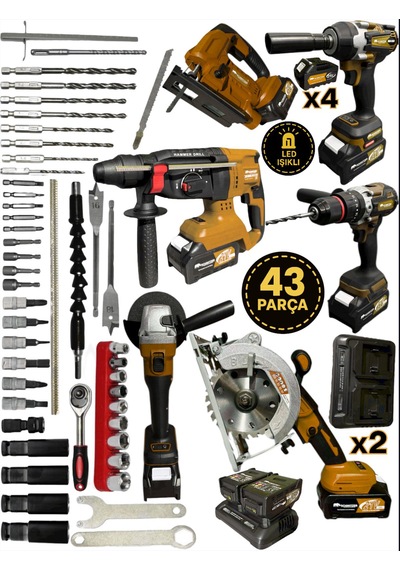 Schmıtzer 6lıset-t Set Pro 21v 43 Parça Şarjlı Hilti Matkap Somun Sökme Taşlama Dekupaj Dairesel Testere