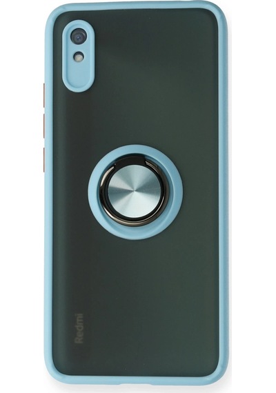 Ilkeshop Newface Xiaomi Redmi 9a Kılıf Montreal Yüzüklü Silikon Kapak - Buz Mavi
