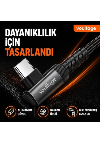 Type-c To Type-c L Uçlu 60w Pd Hızlı Şarj Kablosu, 1 Metre, 90 Dirsek Uçlu Usb-c Kablo, 3a, 480 Mbps Veri Aktarımı, Örgülü Naylon, Telefon, Tablet Ve Bilgisayar Uyumlu Siyah