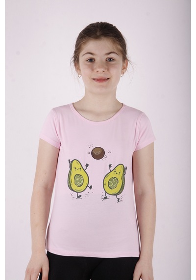 Toontoy Kids Toontoy Kız Çocuk Avakado Baskılı Tişört Pembe