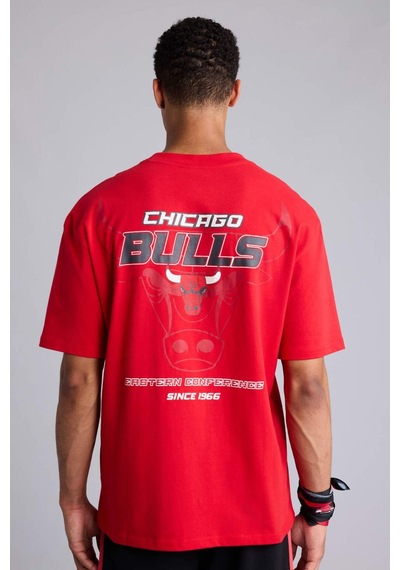 Defacto Nba Chıcago Bulls Oversıze Kısa Kollu Tişört H3318ax26smrd296 Kırmızı-rd296