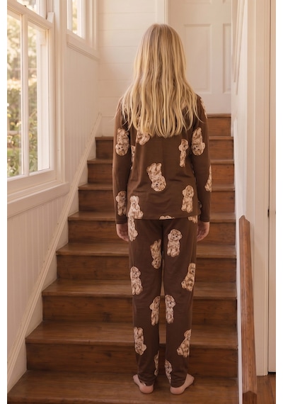 Siyah İnci Desenli Termal Kumaşlı Ultra Soft Yumuşak Düğmeli Örme Pijama Takımı 26226805 Kahverengi Siyah İnci Desenli Termal Kumaşlı Ultra Soft Yumuşak Düğmeli Örme Pijama Takımı 26226805 Kahverengi
