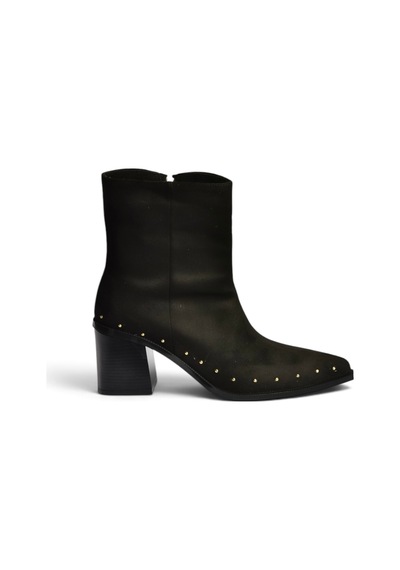 Fox Shoes Z308400102 Siyah Süet Kalın Topuklu Pimli Kadın Bot