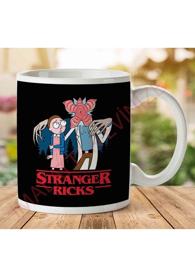 1-2097 Strange Rick R And M Stranger Things İki Tarafı Baskılı Kupa Bardak Çok Renkli