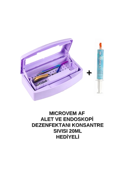 Çift Bölmeli Manikür Pedikür Aletleri Sterilizasyon Kutusu Mor Ve Konsantre Dezenfektan Sıvısı Hediyeli