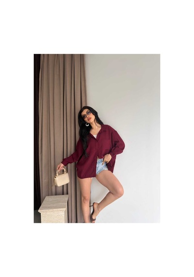 Unika Boutique Salaş Stil Gömlek Bordo