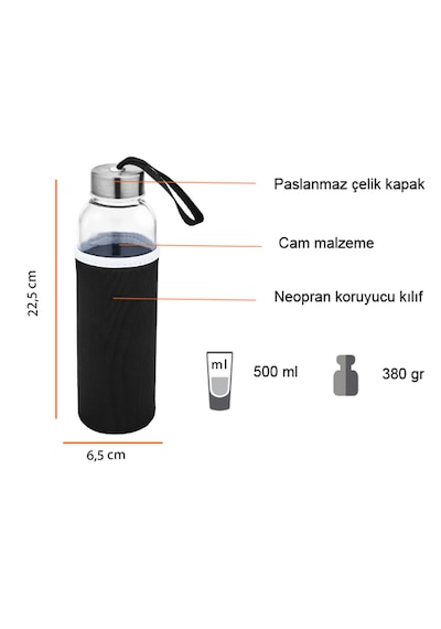500 Ml Cam Matara Açık Mavi