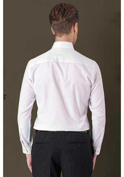 Efor Gk 710 Slim Fit Beyaz Klasik Gömlek Beyaz