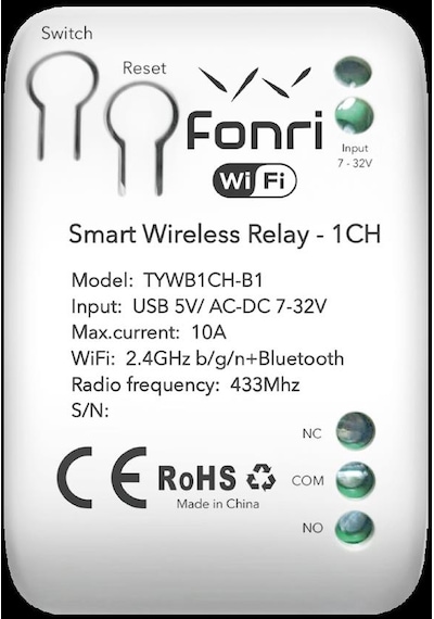Fonri Wf3-tm4-0201-02 Wıfı Kablosuz Akıllı Röle - Tek Kanal