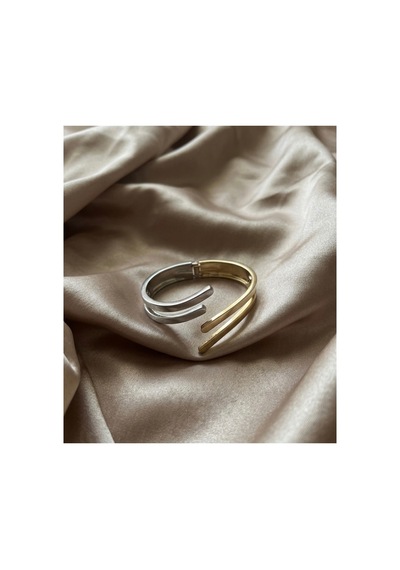 Çelik Pinterest Gold Gümüş 2 Renk Kadın Kelepçe Bileklik Altın - 891740743 Altın