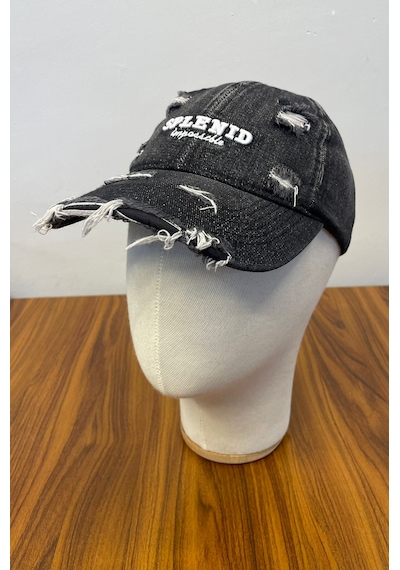 Jean Denim Kot Kumaş Vintage Unisex Cap Şapka Antrasit - Siyah