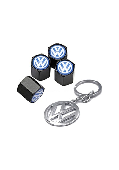 Volkswagen Caddy 2004-2010 Mavi Logolu Sibop Kapağı 4 Adet Ve Krom Anahtarlık