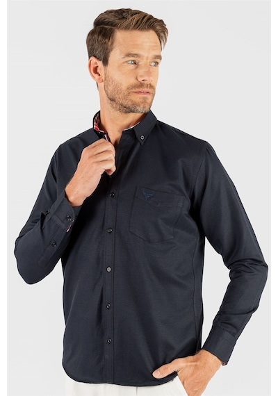 Tudors Klasik Fit Rahat Kesim Poplin Oxford Erkek Gömlek-23430 Lacivert