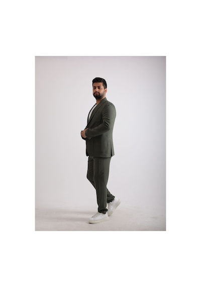 Fashion Plaza Yazın En Favori Kumaşı Gofre Kumaş Spor Takım Elbise Haki