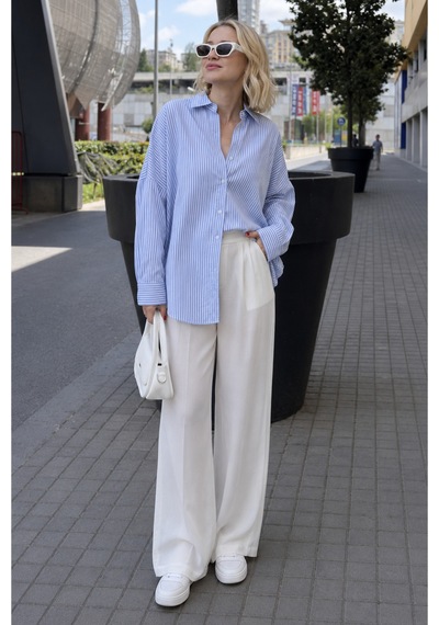 Cloudymood Kadın Çizgili Over Fit Gömlek Günlük Kullanım Kombinlenebilir Mavi - 888928359 Mavi Cloudymood Kadın Çizgili Over Fit Gömlek Günlük Kullanım Kombinlenebilir Mavi - 888928359 Mavi