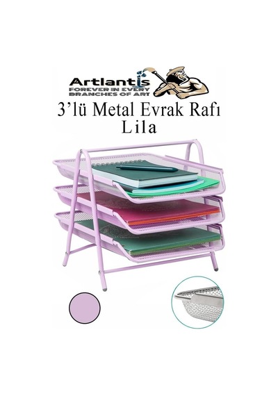Tr Metal Evrak Rafı 3 Lü 1 Paket Masa Üstü A4 Dosya Düzenleyici Kağıt Tepsisi Metal Fileli Üç Katlı Hareketli Diğer