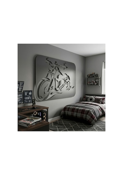 Motosiklet Metal Duvar Tablosu - Metal Duvar Sanatı - Altın - 40 X 50 Cm