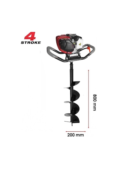 Gardenpro EA142 Toprak Burgu Makinası 4 Zamanlı Motor 200 MM