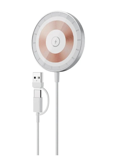 Aw24 2in1 Şeffaf Magsafe İle Uyumlu Kablosuz Şarj Cihazı Usb-a/type-c Çift Giriş, 15w Hızlı Manyetik Şarj - 1