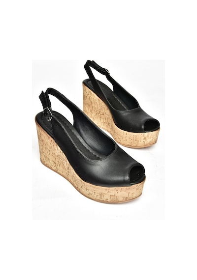 Fox Shoes S996063509 Siyah Dolgu Topuklu Kadın Ayakkabı Siyah