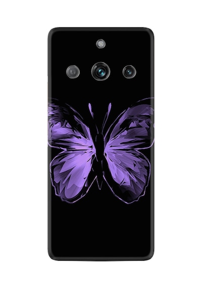 Realme 11 Pro Kılıf Resimli Desenli Silikon Platinium Series Black Butterfly 1879