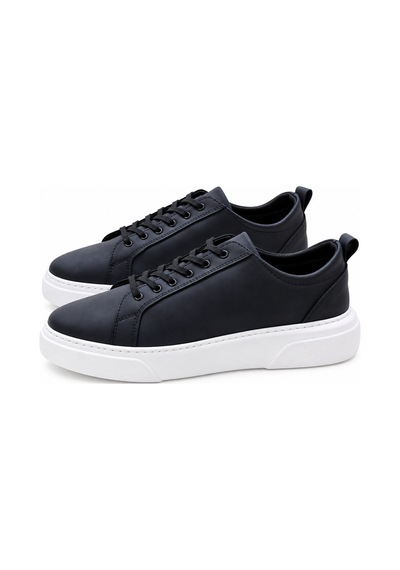 Yalçın Erkek Beyaz Bağcıklı Ortopedik Günlük Sneaker Spor Ayakkabı Kalın Taban Lacivert - 919472745 Lacivert