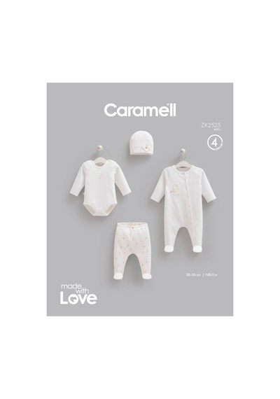 Altıntaş Baby Caramell Özel Kutusunda Love Bunny Tulumlu 4'lü Set Zk2525 Ekru Ekru