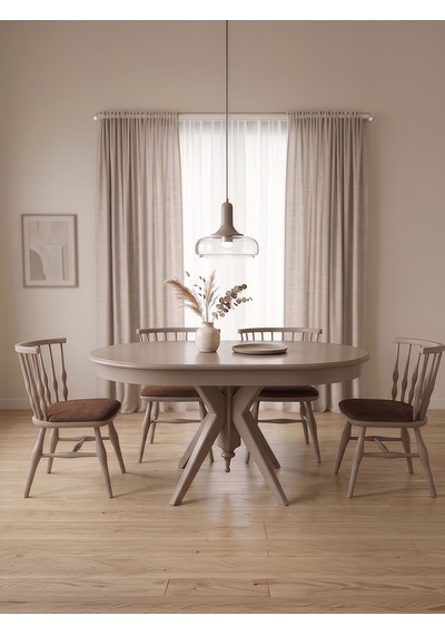 Vintera Açılır Oval Ahşap Mutfak Masası 80x120 Kapuçino