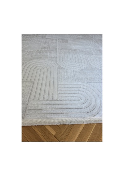 Badelya Home London 004 Krem Gri Bambu Akrilik Yumuşak Modern Özel Kesim Salon Koridor Halısı 004-krem/gri