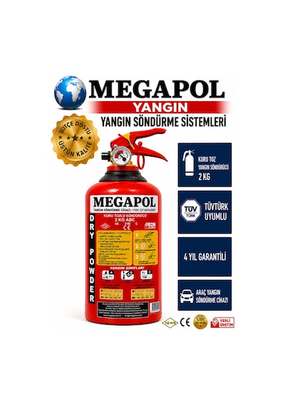 2 Kg Marin Tekne Sertifikalı Tozlu Yangın Söndürme Tüpü, Yangın Söndürme Cihazı, Yangın Söndürücü,