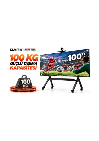 Dark DK-AC-VS01 55"-100" 100kg Tekerlekli Mobil TV Standı Kamera ve Ekipman Raflı