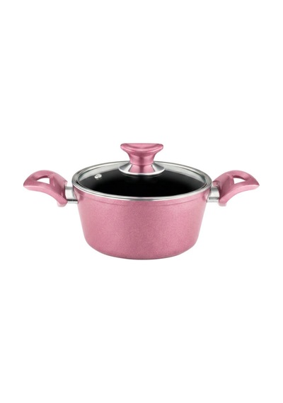 18 Cm Granit Derin Tencere Cam Kapak - Mürdüm Mürdüm