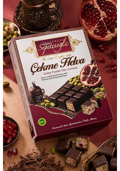 Kakao Kaplamalı Antep Fıstıklı Nar Aromalı Çekme Helva 80g