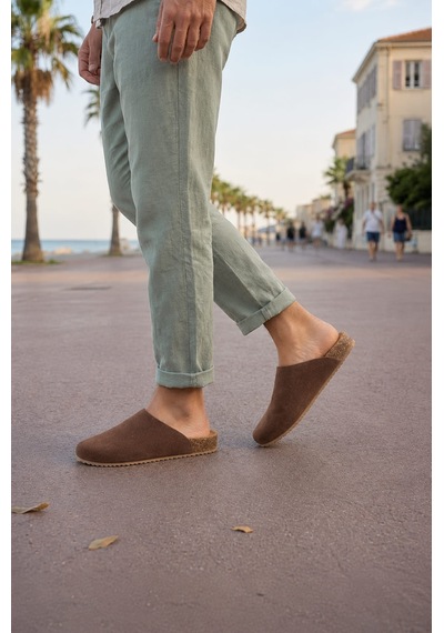 Jy0556 Ravn Bağcıksız Hakiki Süet Deri Erkek Günlük Mantar Taban Loafer Klasik Ayakkabı Hdmt - Kahve Kahverengi