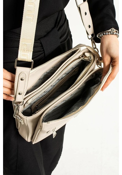 Just Polo Orijinal Kadın Krem Lüks Ayarlanabilir Askılı Omuz Çantası Shoulder Bag 235014mh