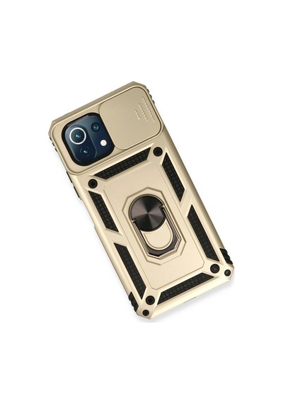 Uray Store Xiaomi Mi 11 Lite Kılıf Pars Lens Yüzüklü Silikon - Gold