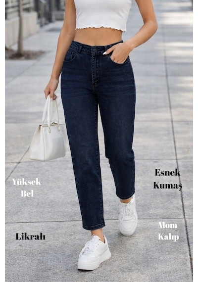 Cedy Denim Kadın Yüksek Bel Soho Boyfriend Jean C599 Lacivert