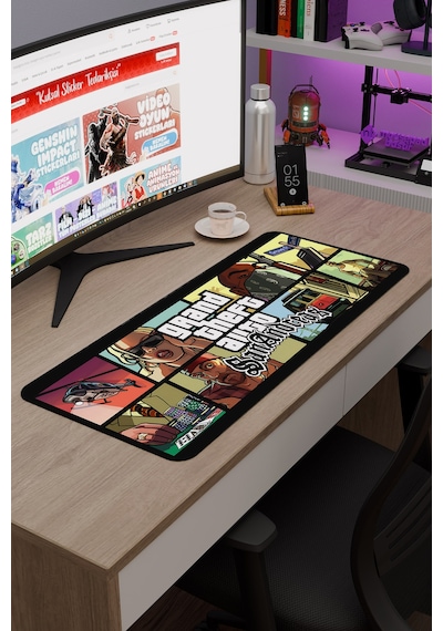 Gta San Andreas Kaymaz Dikişli Kauçuk Oyuncu Mousepad V4 - 70x30 Xl Gaming Mouse Pad Fare Altlığı