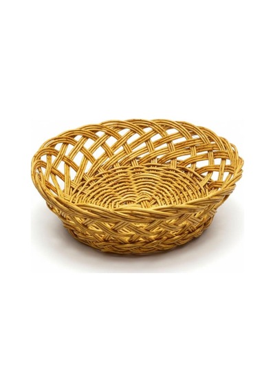 Plastik Rattan Ekmeklik, Meyvelik, Ekmek Sepeti 20cm Krem