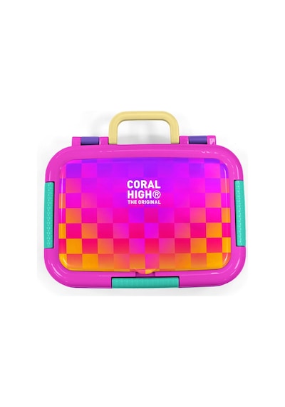 Coral High Kids Neon Renkli Dama Desenli Paslanmaz Çelik Beslenme Kabı 39103 Pembe