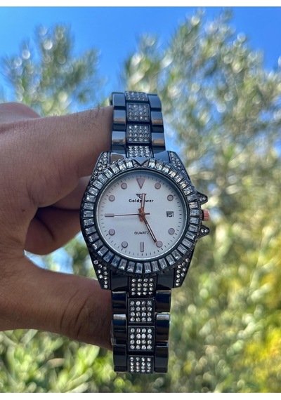 Taşlı Metal Kordon Takvimli Kadın Kol Saati Siyah/beyaz - 646846802 Rose Gold