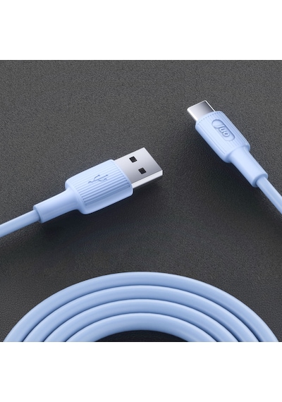 Juo JCBS121 12w Usb-a To Type-c Silikon Hızlı Şarj Ve Data Kablosu Mavi 1 Metre