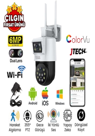 Inox X102 3mp+3mp 6mp Wi-fi 2 Kameralı 1 Ptz Akıllı Kamera