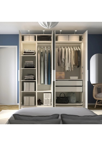 Ikea Beyaz Sağlam Kapaklı Gardırop 200x60x236 Cm