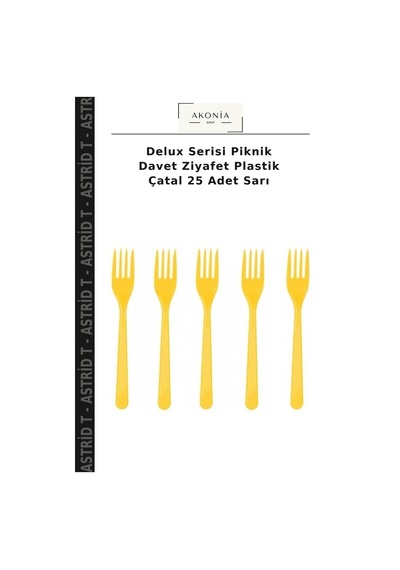 Delux Serisi Piknik Davet Ziyafet Plastik Çatal 25 Adet Sarı