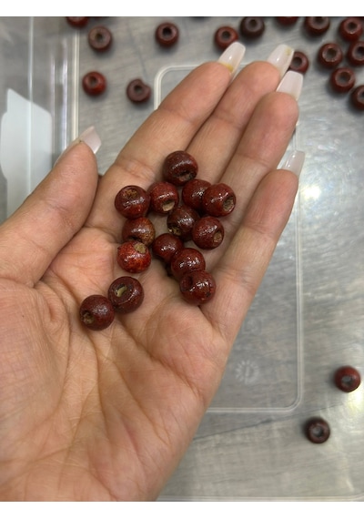 75 Adet 1 Cm Bambu Bordo Delikli Boncuk