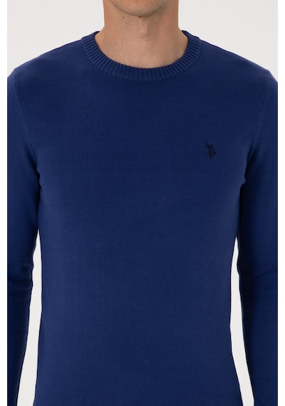 U.S. Polo Assn. Erkek Slim Fit Bisiklet Yaka İndigo Basic Kazak 50313713-VR028