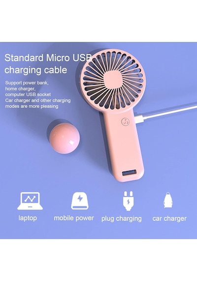 Mini Fan,telefon Tutucu,portatif El Vantilatörü Pembe 9,3x19cm